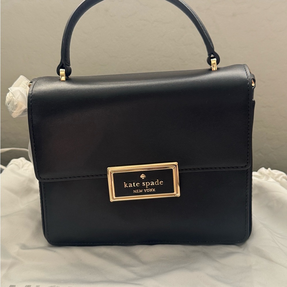 Kate Spade Black Satchel with Gold Accents